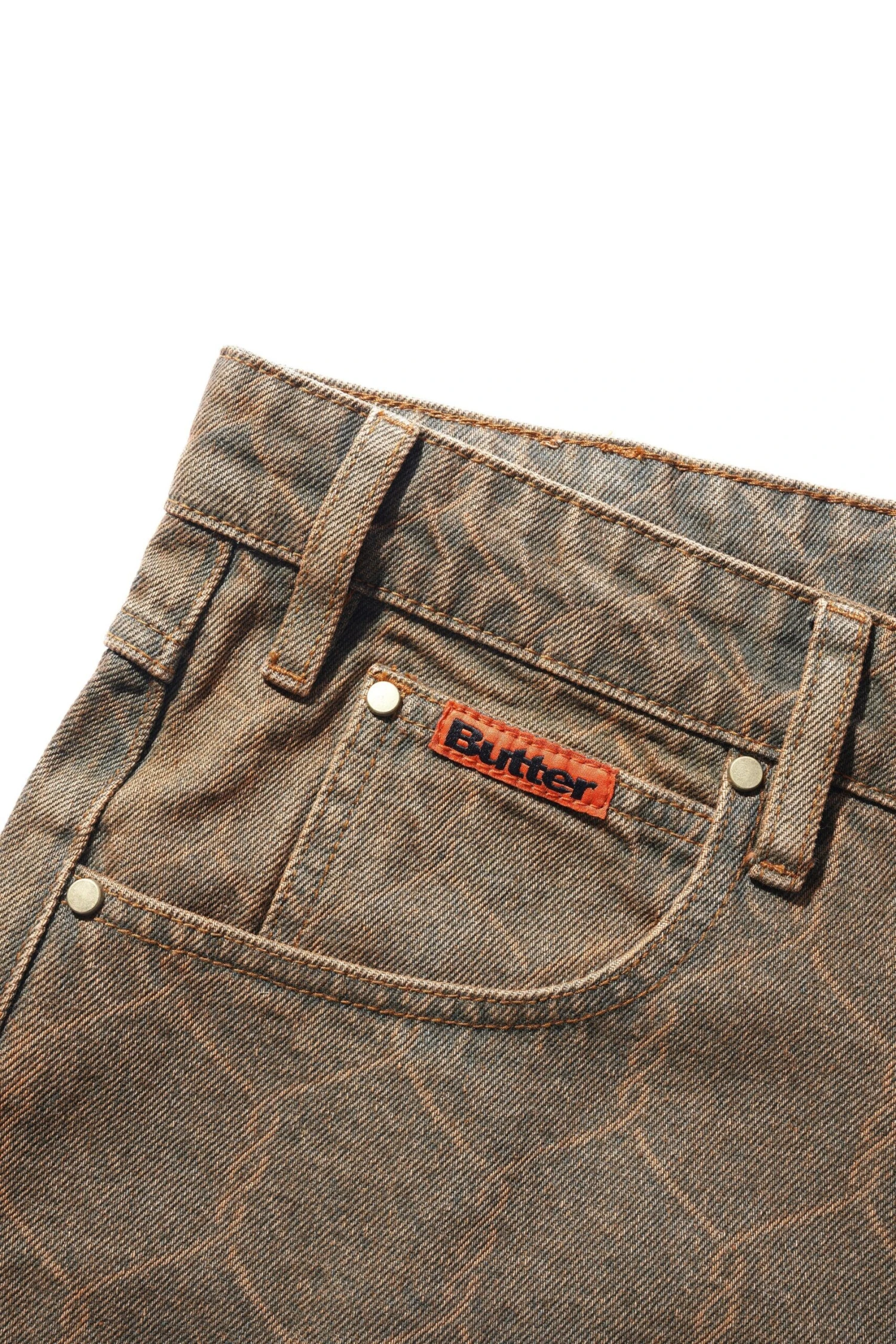 Chain Link Denim Jeans, Washed Brown 5 Chain Link Denim Jeans, Washed Brown - Image 3