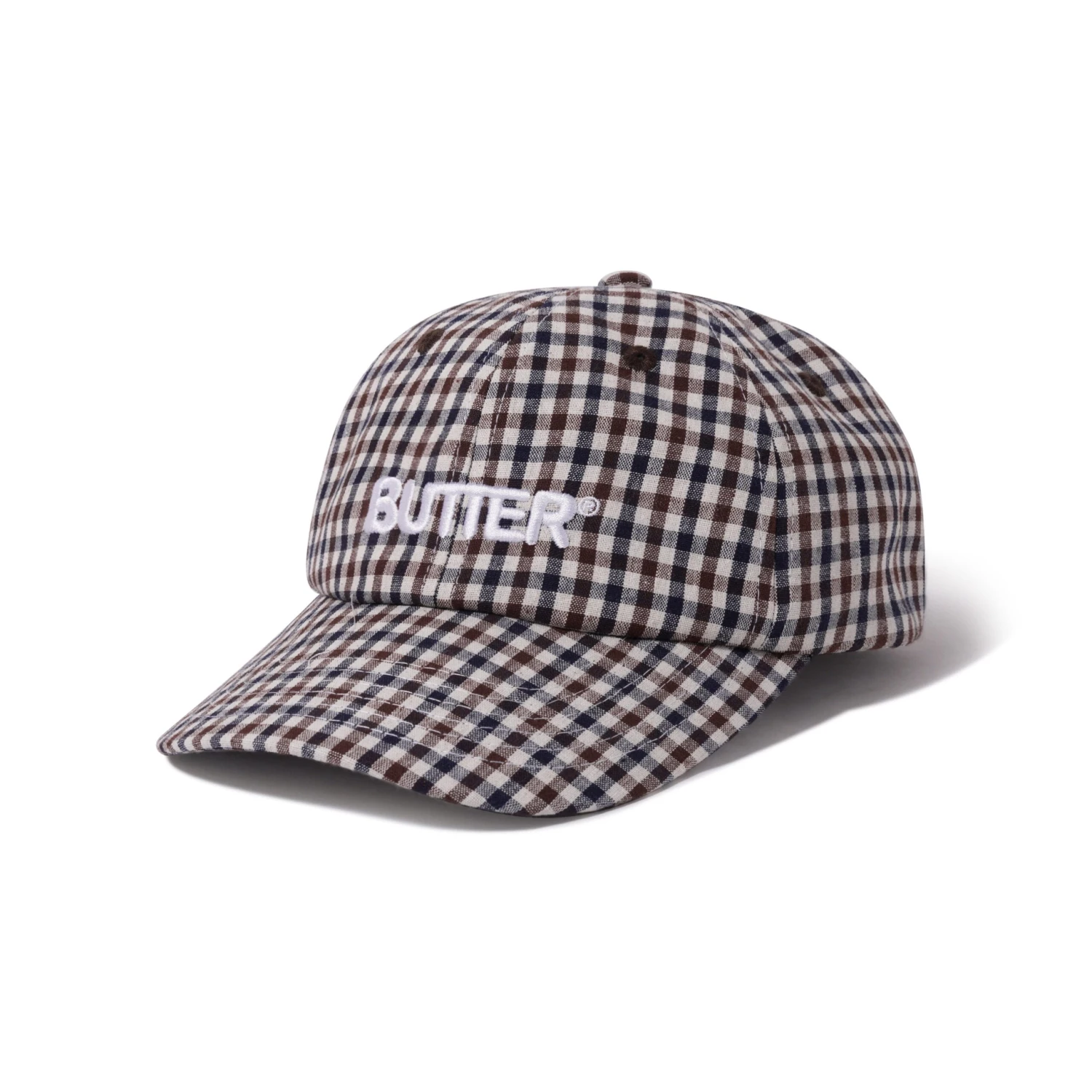 Gingham 6 Panel Cap, Brown / Navy 3 Gingham 6 Panel Cap, Brown / Navy