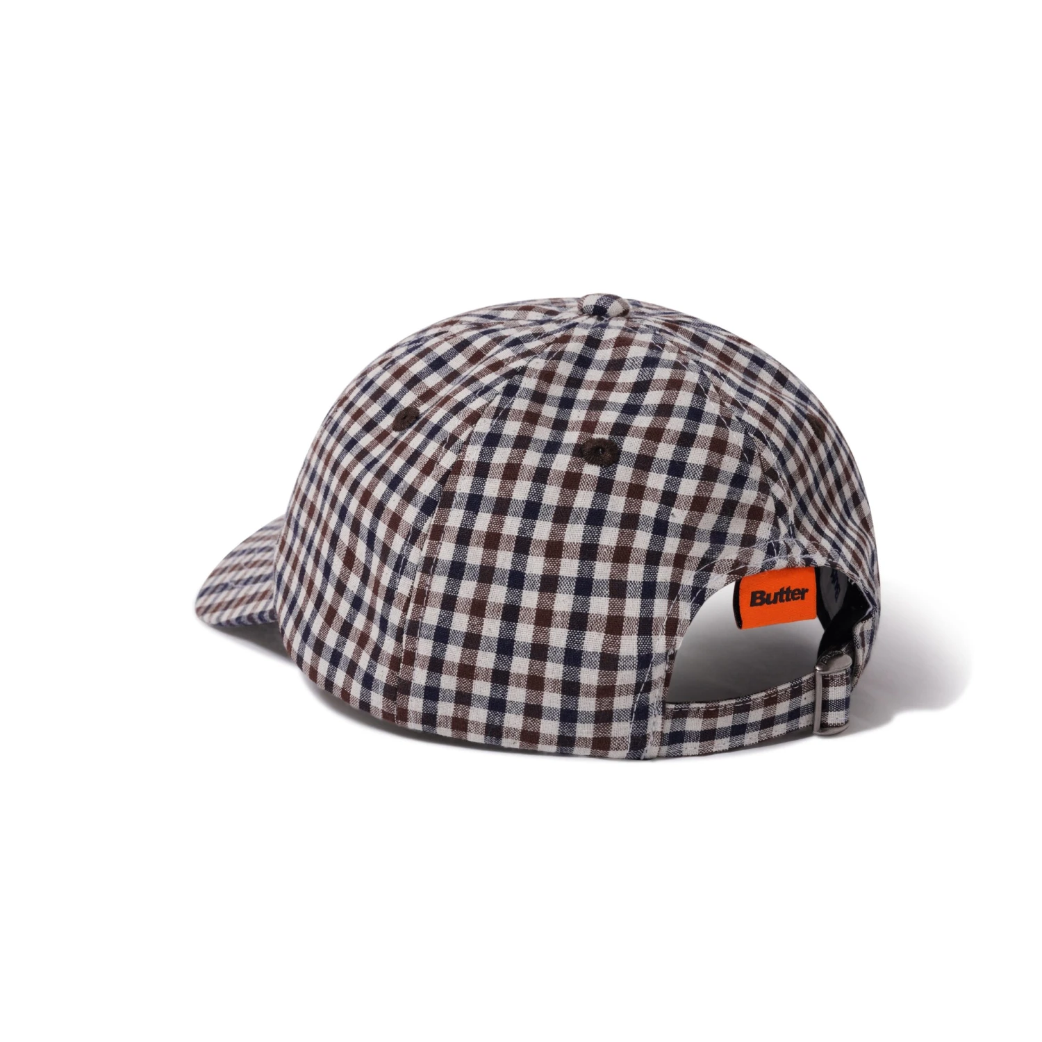 Gingham 6 Panel Cap, Brown / Navy 4 Gingham 6 Panel Cap, Brown / Navy - Image 2