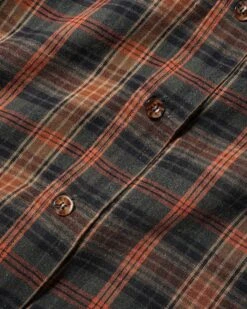 Harmony Plaid L/S Shirt, Moss / Bark -Clothing General Store HarmonyPlaidLongsleeveShirtClose2