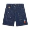Sorcerer Baggy Denim Shorts, Dark Indigo Bleach Splatter 1 Sorcerer Baggy Denim Shorts, Dark Indigo Bleach Splatter -Clothing General Store SorcererBaggyDenimShortsDarkIndigoBleachSplatter1