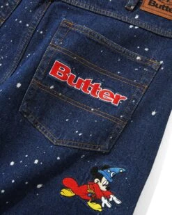 Sorcerer Baggy Denim Shorts, Dark Indigo Bleach Splatter -Clothing General Store SorcererBaggyDenimShortsDarkIndigoBleachSplatter3