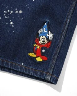 Sorcerer Baggy Denim Shorts, Dark Indigo Bleach Splatter -Clothing General Store SorcererBaggyDenimShortsDarkIndigoBleachSplatter4