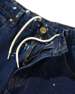 Sorcerer Baggy Denim Shorts, Dark Indigo Bleach Splatter -Clothing General Store SorcererBaggyDenimShortsDarkIndigoBleachSplatter52