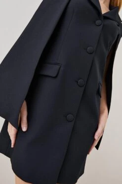 Karen Millen Clean Tailored Cape Blazer Mini Dress -Clothing General Store black clean tailored cape blazer mini dress 1 3