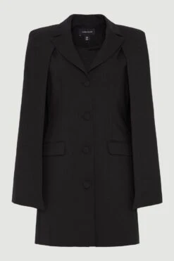 Karen Millen Clean Tailored Cape Blazer Mini Dress -Clothing General Store black clean tailored cape blazer mini dress 1 4
