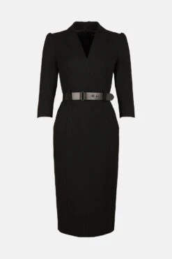 Karen Millen Petite Forever Belted Midi Pencil Dress