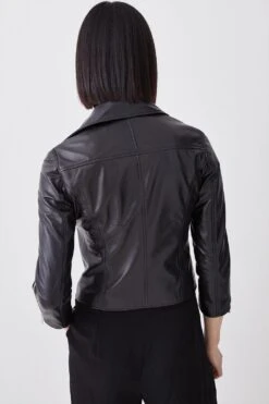 Karen Millen Petite Leather Shrunken Biker Jacket