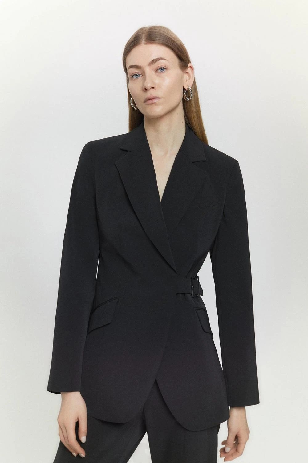 Karen Millen Signature Technical Stretch Tailored Buckle Wrap Jacket 4 Karen Millen Signature Technical Stretch Tailored Buckle Wrap Jacket - Image 2