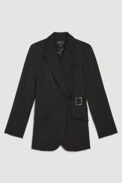 Karen Millen Signature Technical Stretch Tailored Buckle Wrap Jacket 9 Karen Millen Signature Technical Stretch Tailored Buckle Wrap Jacket -Clothing General Store black signature technical stretch tailored buckle wrap jacket 2