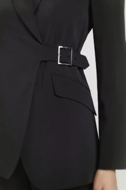 Karen Millen Signature Technical Stretch Tailored Buckle Wrap Jacket 11 Karen Millen Signature Technical Stretch Tailored Buckle Wrap Jacket -Clothing General Store black signature technical stretch tailored buckle wrap jacket 4