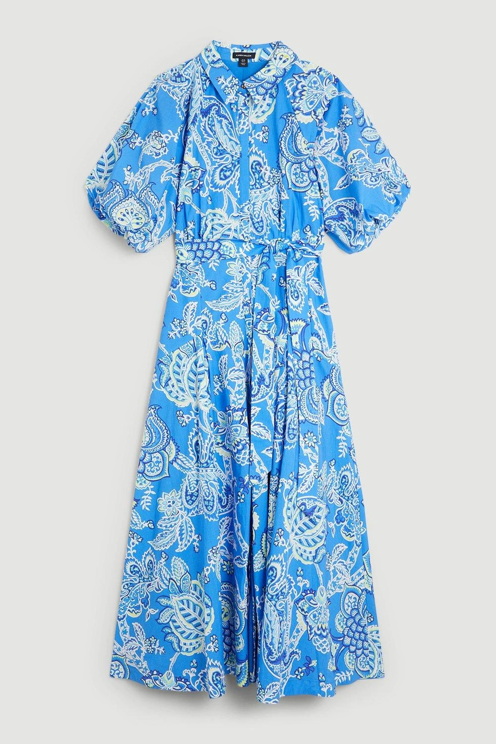 Karen Millen Batik Floral Cotton Panel Detail Midi Shirt Dress 4 Karen Millen Batik Floral Cotton Panel Detail Midi Shirt Dress - Image 2