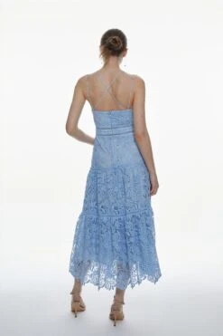 Karen Millen Chemical Lace Strappy Back Midi Dress 9 Karen Millen Chemical Lace Strappy Back Midi Dress -Clothing General Store blue chemical lace strappy back midi dress 2