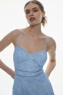 Karen Millen Chemical Lace Strappy Back Midi Dress