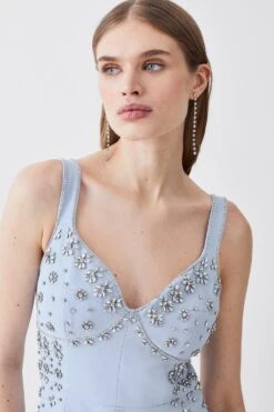Karen Millen Embellished Stretch Woven Midi Dress -Clothing General Store blue embellished stretch woven midi dress 2