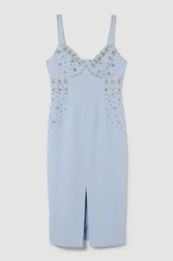 Karen Millen Embellished Stretch Woven Midi Dress -Clothing General Store blue embellished stretch woven midi dress 3
