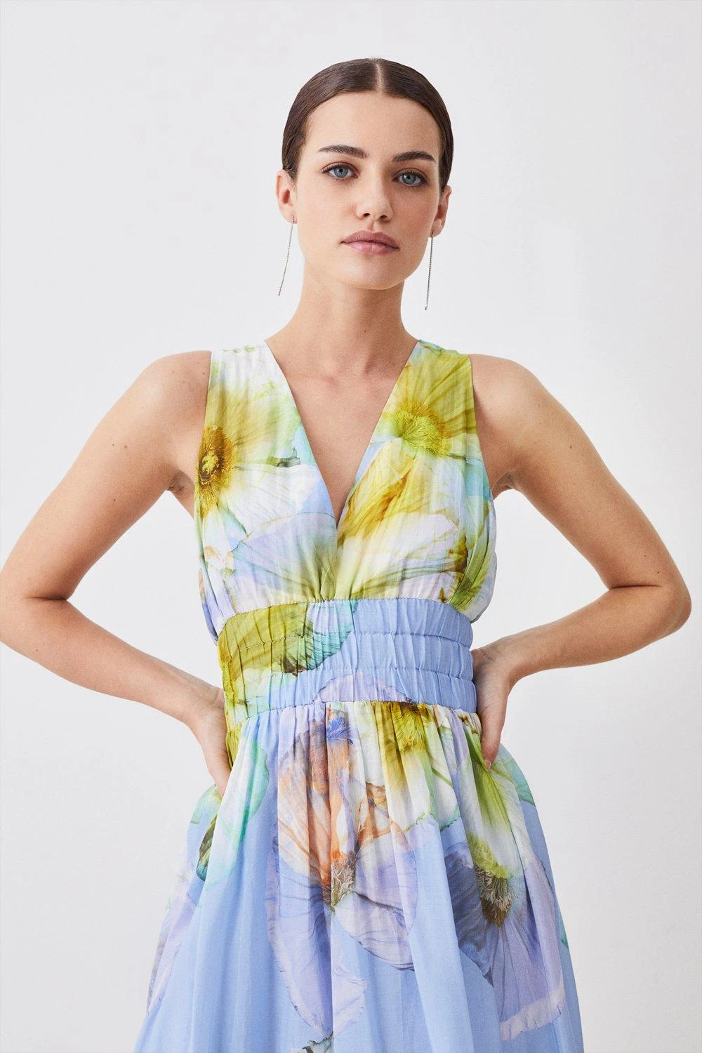 Karen Millen Petite Photographic Floral Sleeveless Silk Cotton Midi Dress 5 Karen Millen Petite Photographic Floral Sleeveless Silk Cotton Midi Dress - Image 3