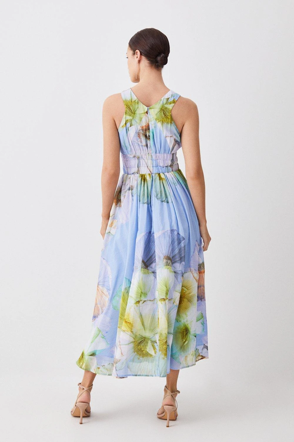 Karen Millen Petite Photographic Floral Sleeveless Silk Cotton Midi Dress 3 Karen Millen Petite Photographic Floral Sleeveless Silk Cotton Midi Dress