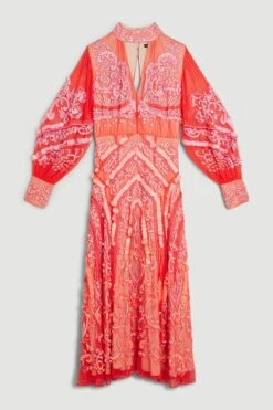 Karen Millen Ombre Sequin And Embroidered Maxi Dress