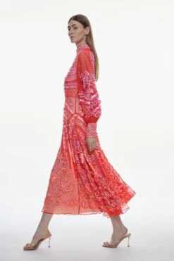 Karen Millen Ombre Sequin And Embroidered Maxi Dress -Clothing General Store blush ombre sequin and embroidered maxi dress 1 3