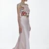 Karen Millen Petite Guipure Lace Satin Maxi Dress -Clothing General Store blush petite guipure lace satin maxi dress