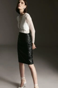 Karen Millen Lace Front Diamante Long Sleeve Top -Clothing General Store burgundy lace front diamante long sleeve top 2