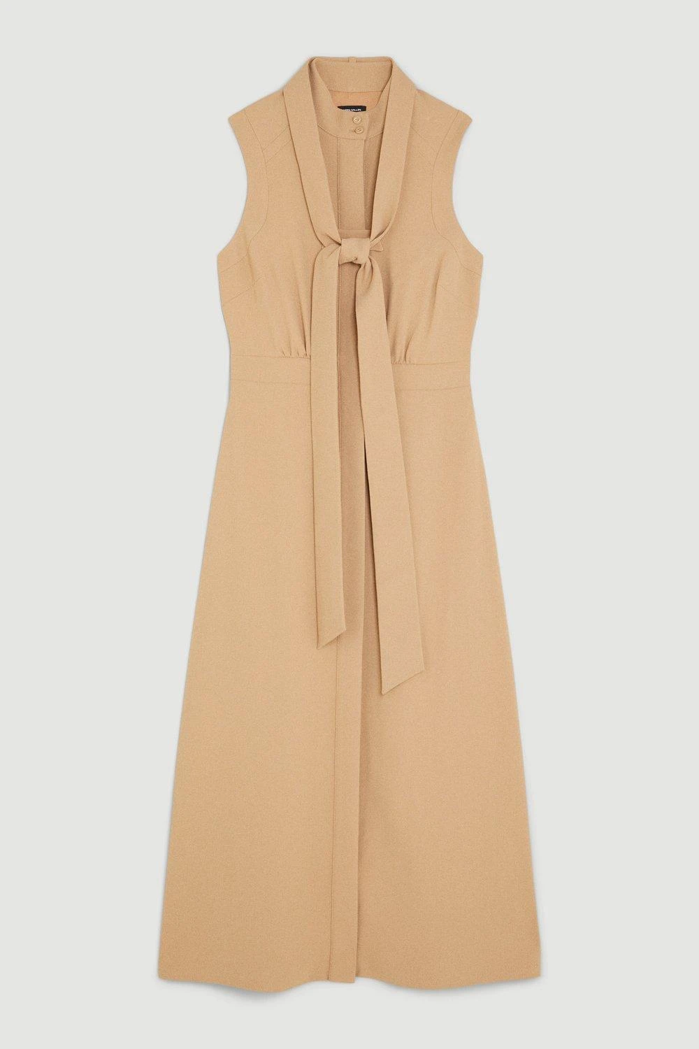 Karen Millen The Founder Tie Neck Woven Belted Midi Dress 4 Karen Millen The Founder Tie Neck Woven Belted Midi Dress - Image 2