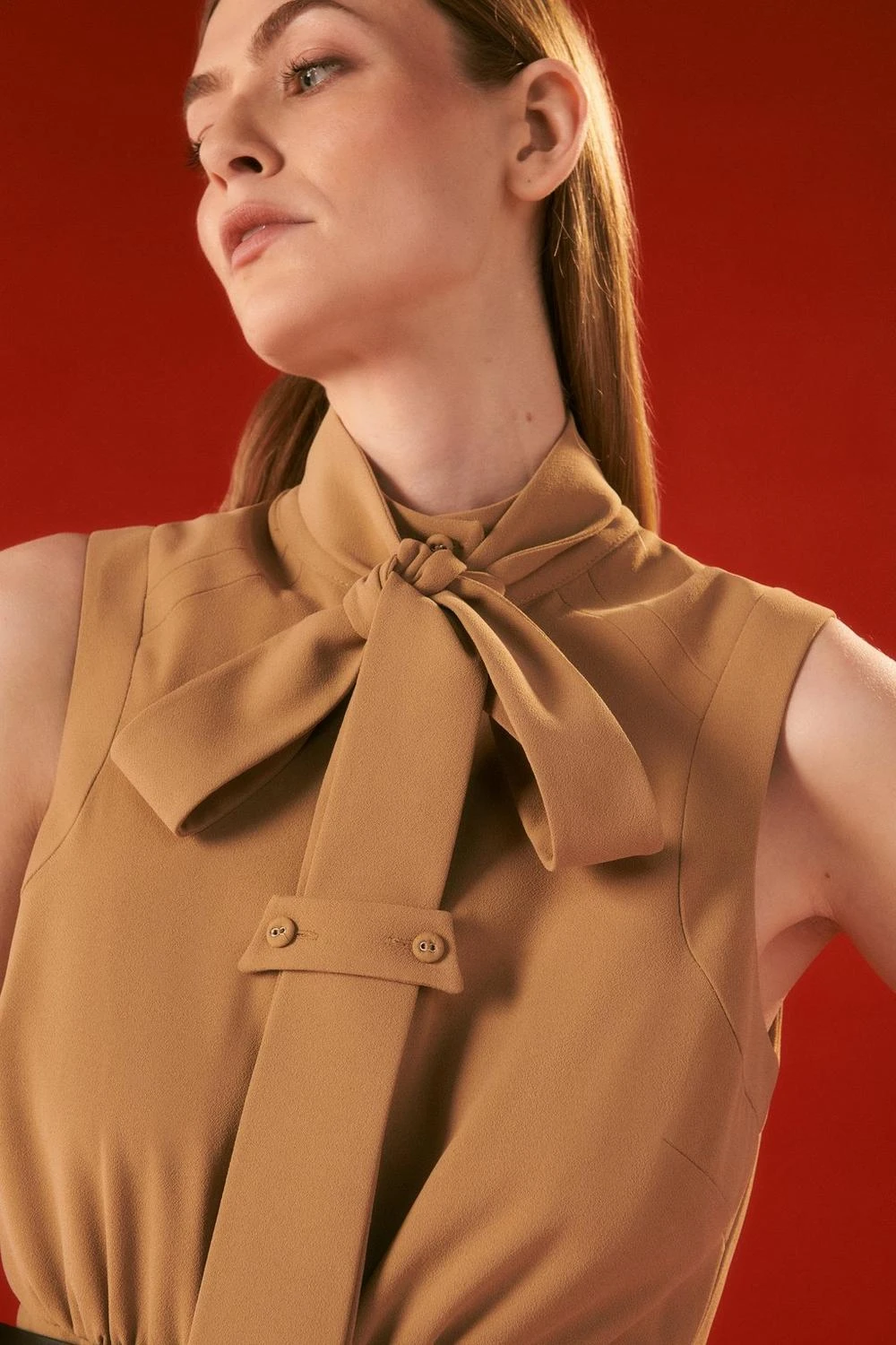 Karen Millen The Founder Tie Neck Woven Belted Midi Dress 7 Karen Millen The Founder Tie Neck Woven Belted Midi Dress - Image 5