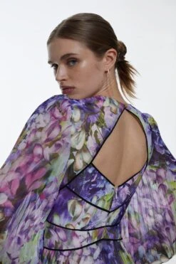 Karen Millen Cascading Floral Pleated Woven Maxi Dress -Clothing General Store cascading floral pleated woven maxi dress 5