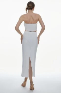 Karen Millen Knit Viscose Blend Top & Column Midaxi Skirt Set -Clothing General Store cream knit viscose blend top column midaxi skirt set 3