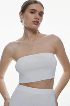 Karen Millen Knit Viscose Blend Top & Column Midaxi Skirt Set -Clothing General Store cream knit viscose blend top column midaxi skirt set 4