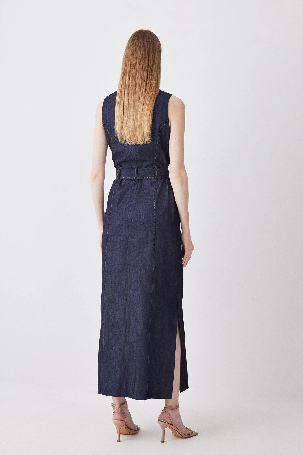 Karen Millen Tall Tailored Denim Belted Trench Midi Dress 5 Karen Millen Tall Tailored Denim Belted Trench Midi Dress - Image 3