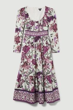 Karen Millen Lydia Millen Border Cotton Sateen Woven Midi Dress -Clothing General Store floral lydia millen border cotton sateen woven midi dress 3