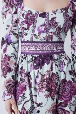 Karen Millen Lydia Millen Border Cotton Sateen Woven Midi Dress -Clothing General Store floral lydia millen border cotton sateen woven midi dress 5