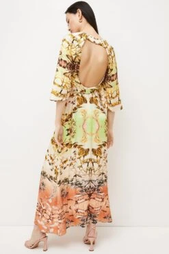 Karen Millen Mirrored Tulipa Print Woven Satin Maxi Dress -Clothing General Store floral mirrored tulipa print woven satin maxi dress 3