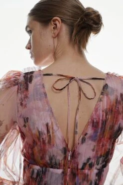 Karen Millen Floral Tulle Plunge Mini Dress -Clothing General Store floral tulle plunge mini dress 5