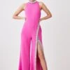 Karen Millen Petite Crystal Embellished Woven Thigh Split Jumpsuit 1 Karen Millen Petite Crystal Embellished Woven Thigh Split Jumpsuit -Clothing General Store fuchsia petite crystal embellished woven thigh split jumpsuit