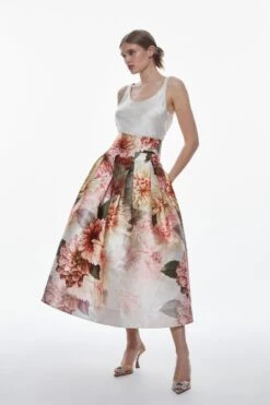 Karen Millen Garden Floral Prom Maxi Skirt