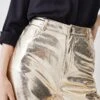 Karen Millen Metallic Faux Leather Straight Leg Trouser