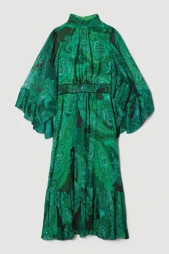 Karen Millen Drama Pleated Crinkle Paisley Woven Midi 10 Karen Millen Drama Pleated Crinkle Paisley Woven Midi -Clothing General Store green drama pleated crinkle paisley woven midi 2