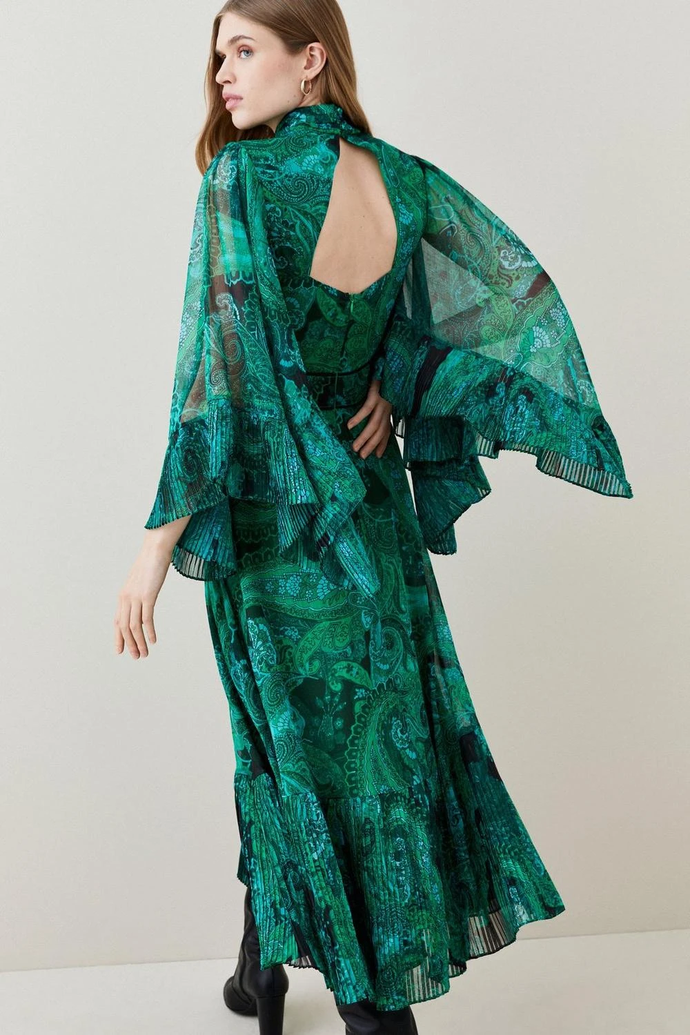 Karen Millen Drama Pleated Crinkle Paisley Woven Midi 6 Karen Millen Drama Pleated Crinkle Paisley Woven Midi - Image 4