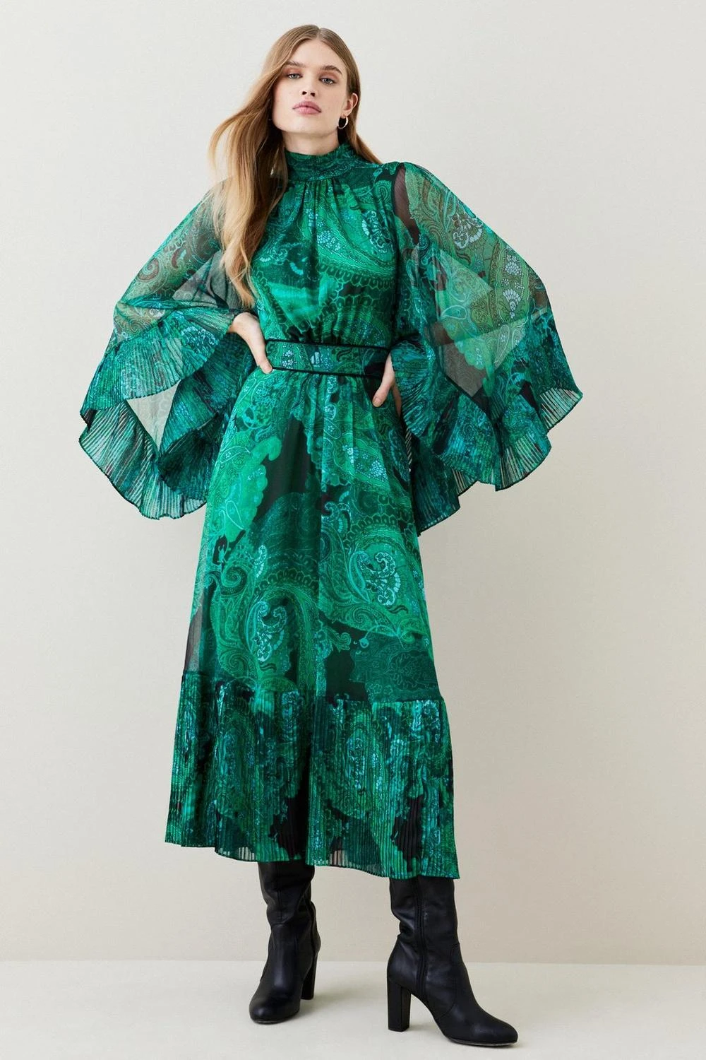 Karen Millen Drama Pleated Crinkle Paisley Woven Midi 7 Karen Millen Drama Pleated Crinkle Paisley Woven Midi - Image 5