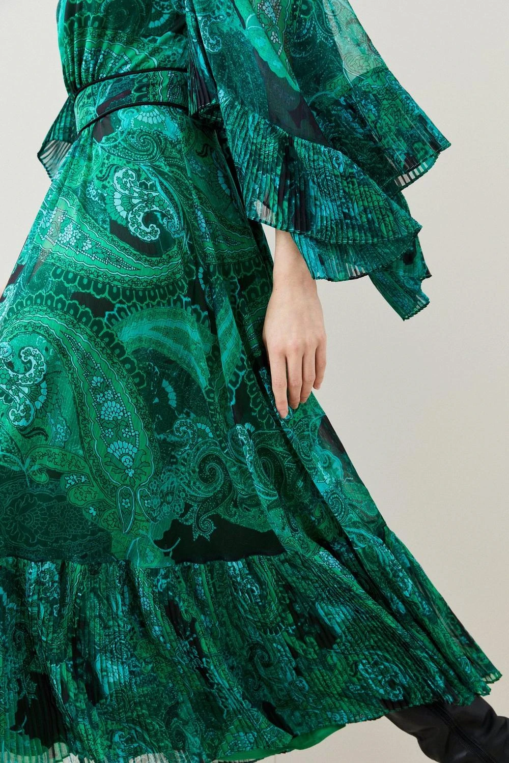 Karen Millen Drama Pleated Crinkle Paisley Woven Midi 3 Karen Millen Drama Pleated Crinkle Paisley Woven Midi