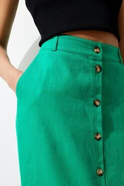 Karen Millen Linen Tailored Pencil Midi Skirt