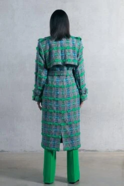 Karen Millen Linton Tweed Trench Coat -Clothing General Store green linton tweed trench coat 3