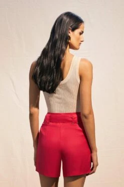 Karen Millen Premium Linen Viscose Woven Short -Clothing General Store hot pink premium linen viscose woven short 2