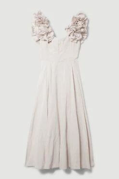 Karen Millen Lydia Millen Petite Taffeta Ruffle Woven Maxi Dress -Clothing General Store ivory lydia millen petite taffeta ruffle woven maxi dress 4
