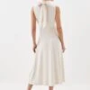 Karen Millen Petite Crepe Tie Halter Drape Midi Dress