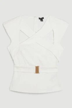 Karen Millen Ponte Cross Front Jersey Top