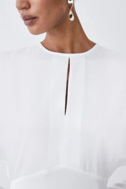 Karen Millen Premium Lightweight Fluid Crepe Keyhole Midi Dress